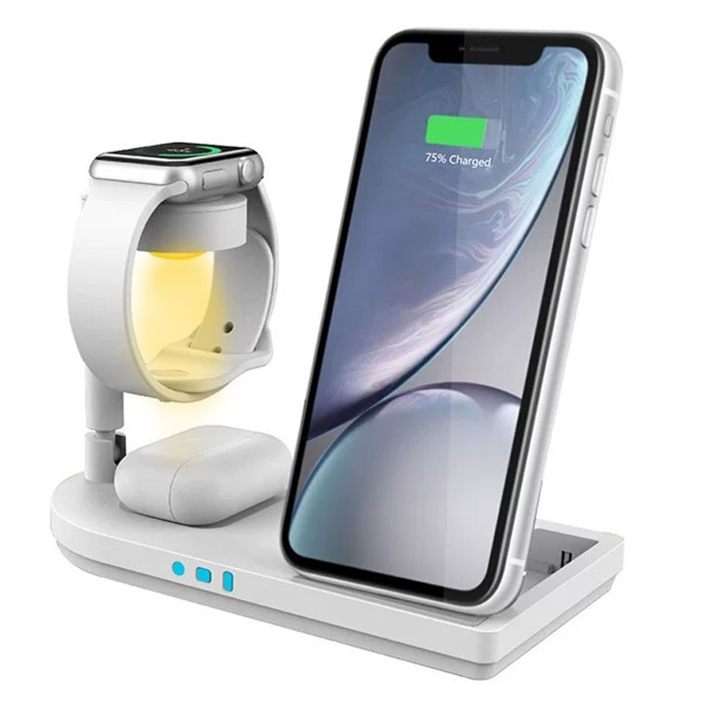 Wireless Charger Watch - Składana bezprzewodowa ładowarka 3-w-1 z lampką
