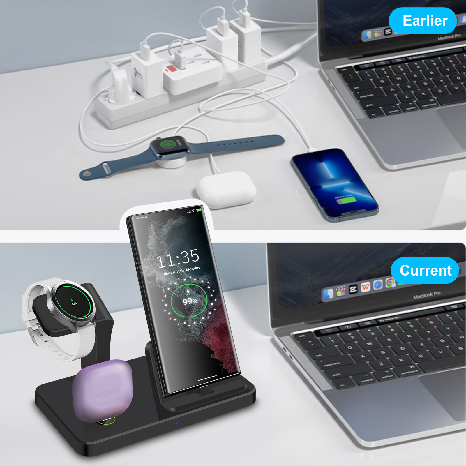 Stacja ładująca 3 w 1 z portem – Wireless Charger Watch recenzja i cena
